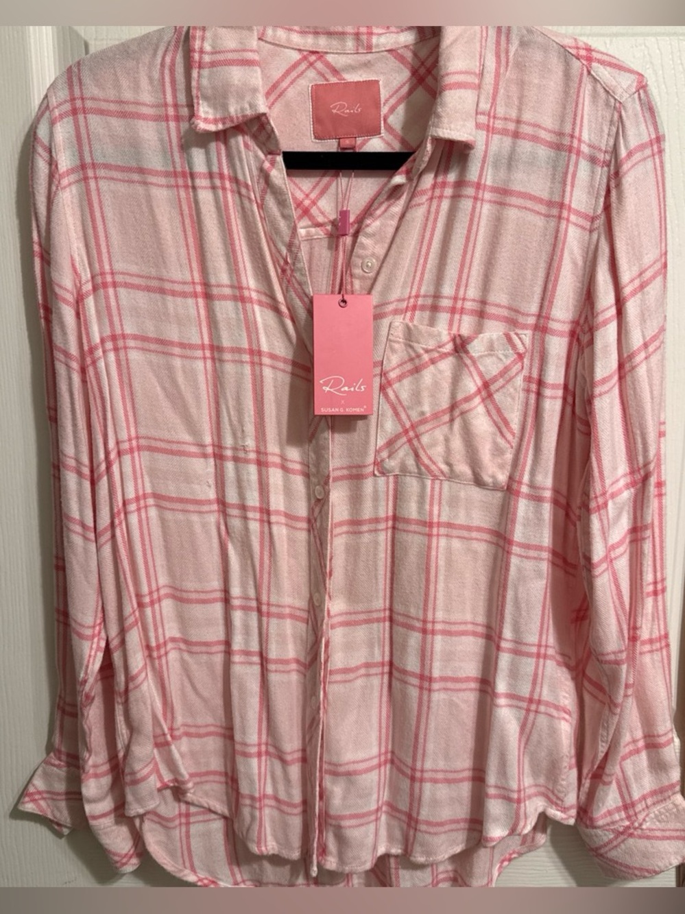 Rails Pink and Cream Plaid Button-Front Shirt
